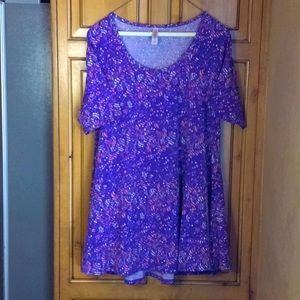 FINAL SALE PRICE LuLaRoe SS Flare Hem Top in Purple, Pink & White